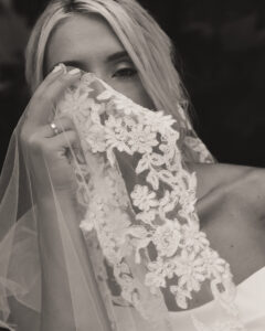 Finest Playa Mujeres Wedding 2025 with a vintage lace bridal veil