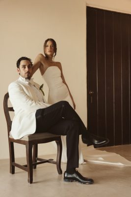 A black tie Jewish wedding at Papaya Playa Project in Tulum, photographed with a minimalist editorial approach while assisting photographer Koko King. Featured in Lensel and Carats & Cake.