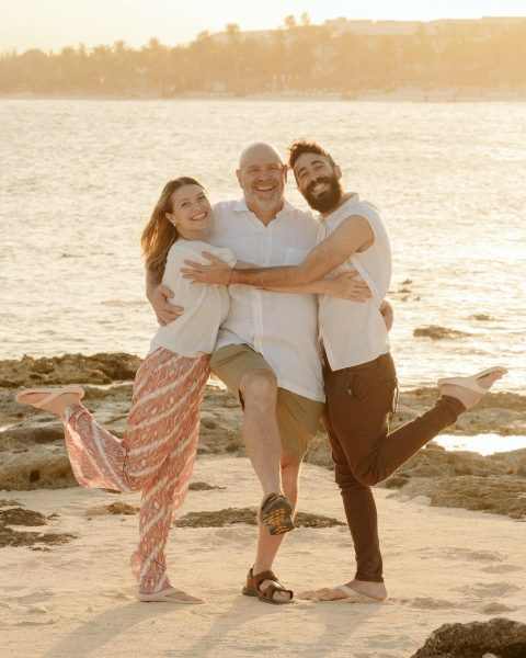 Akumal family photographer sunset beach photoshoot